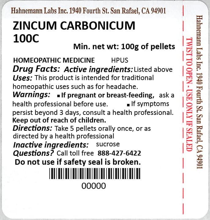 Zincum Carbonicum package label