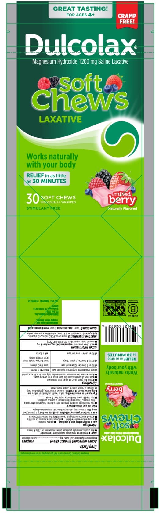 Dulcolax Soft Chews Mixed Berry package label