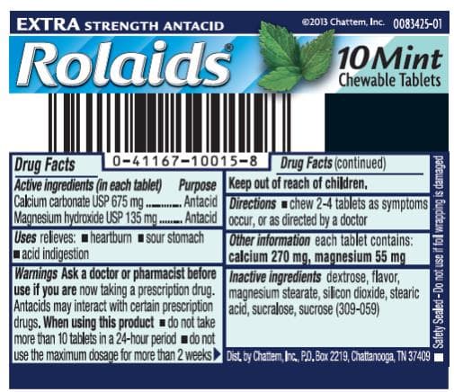 Rolaids Extra Strength Mint package label