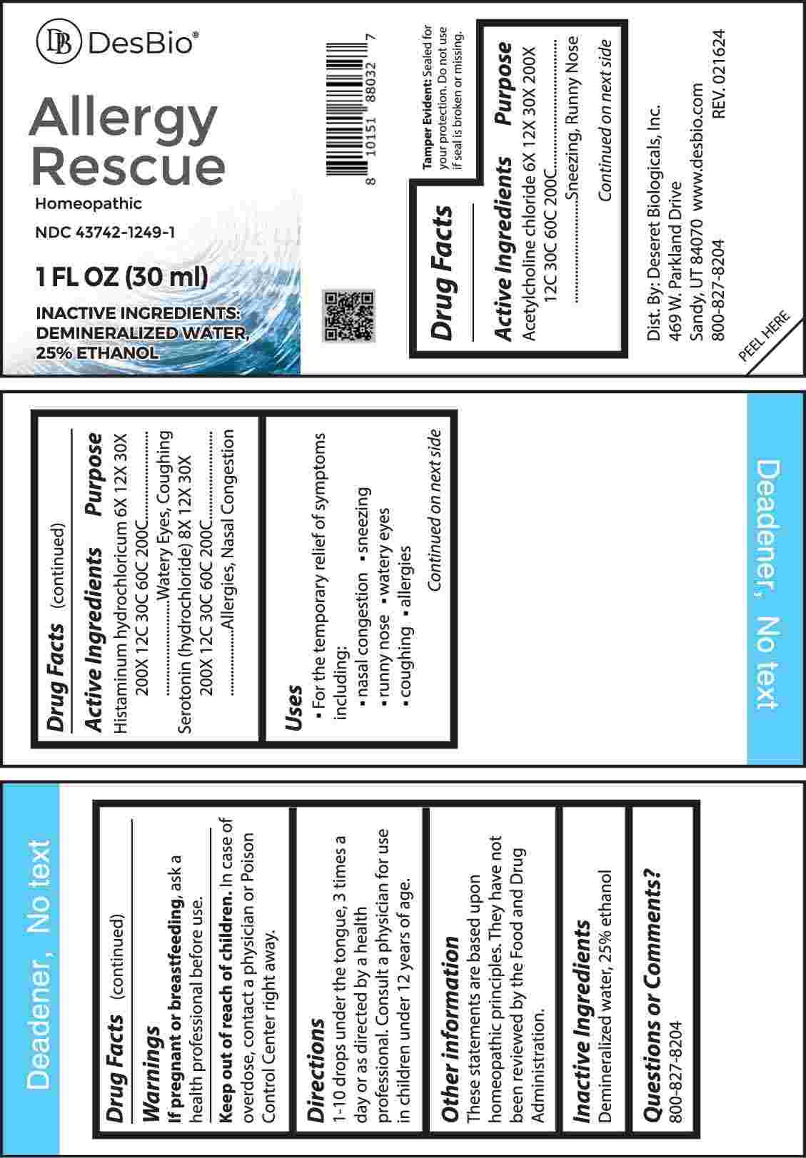 Allergy Rescue package label