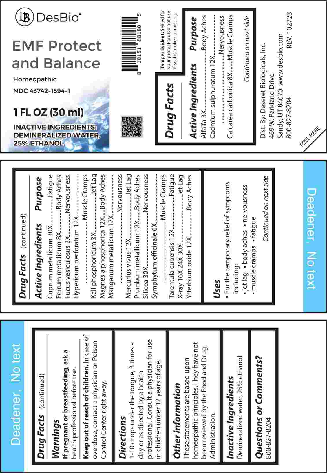 Emf Protect and Balance package label