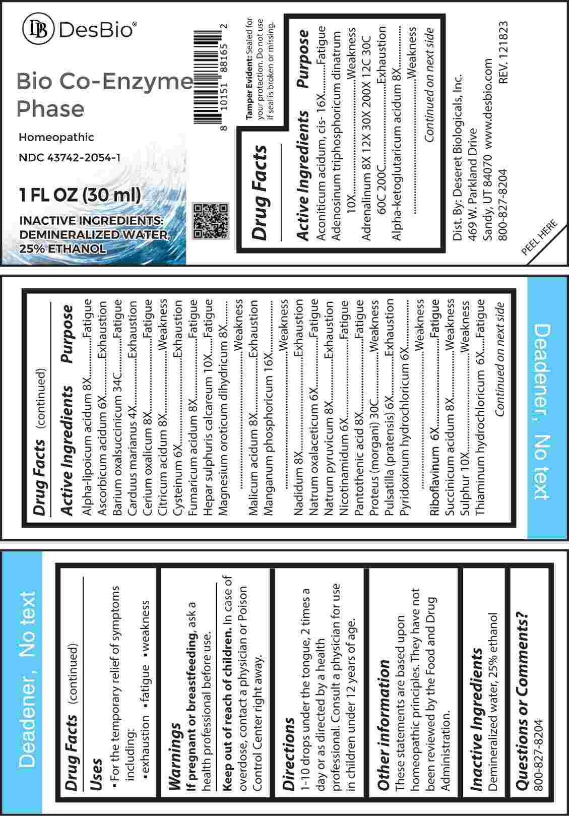 Bio Co-Enzyme Phase package label