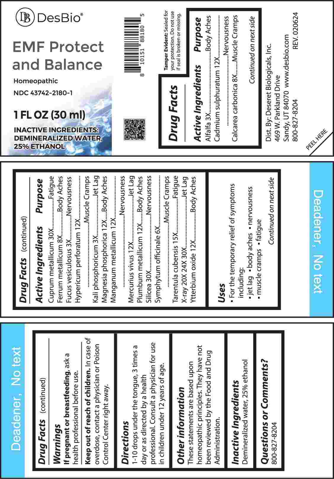 Emf Protect and Balance package label