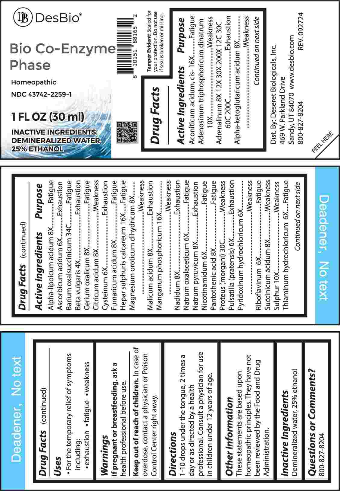 Bio Co Enzyme Phase package label