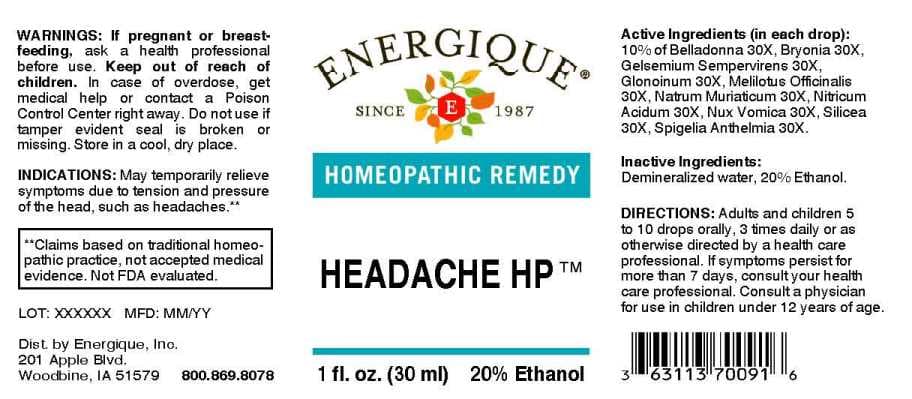 Headache package label