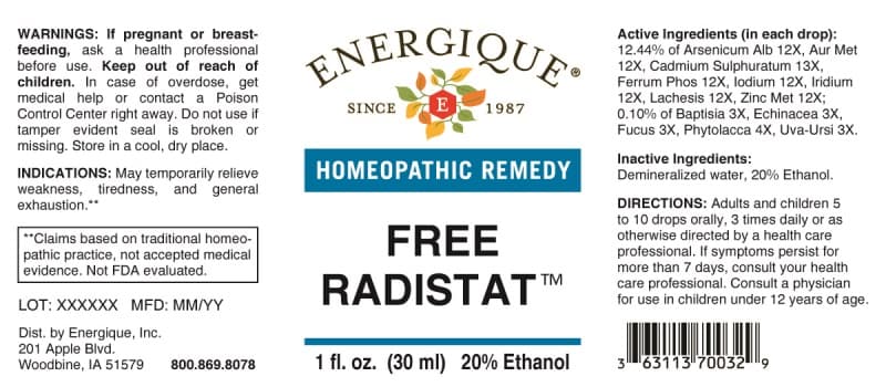 Free Radistat package label