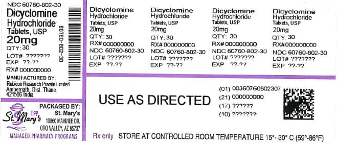 Dicyclomine Hydrochloride package label