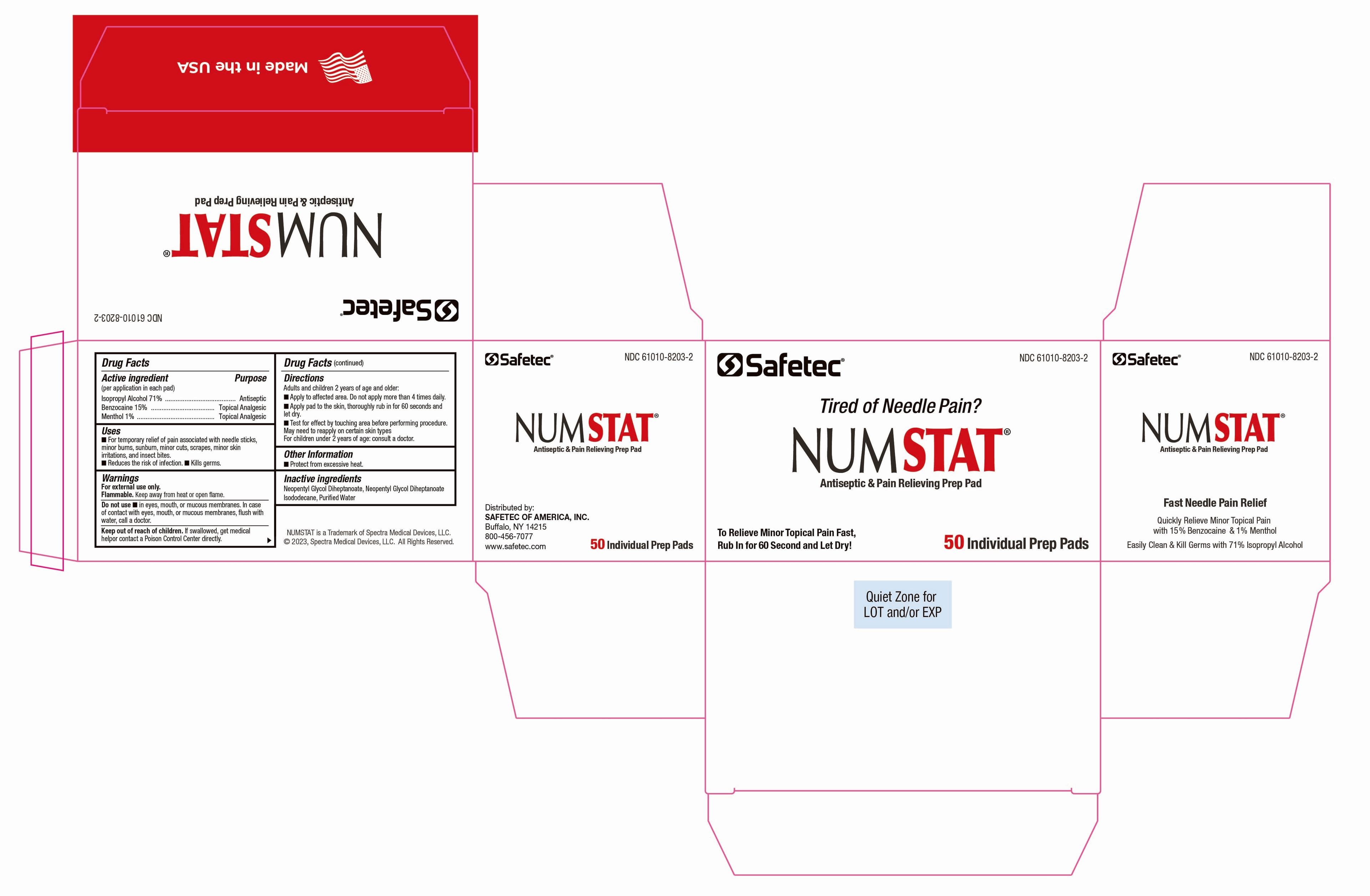 Numstat Antiseptic and Pain-Relieving Prep Pad package label