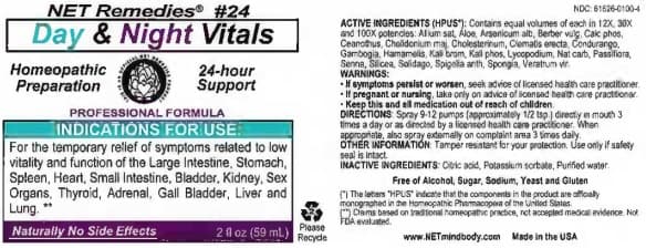 Day and Night Vitals package label