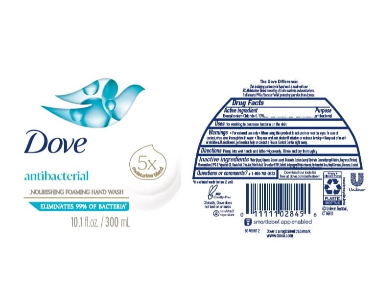 Dove Care and Protect Antibacterial Nourishing Foaming Hand Wash package label