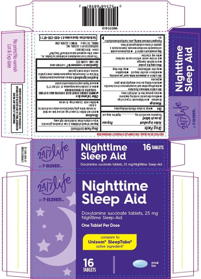 Nighttime Sleep Aid, 24-7 Life by 7-Eleven package label
