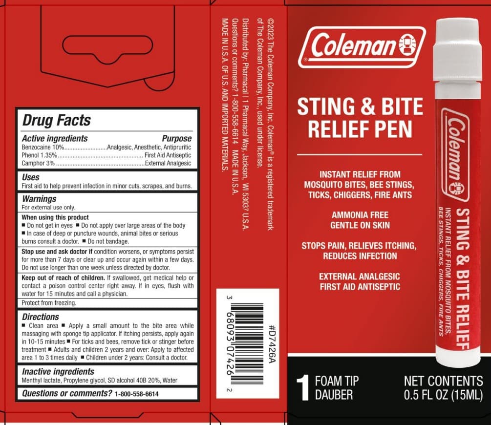 Coleman Sting and Bite Relief package label