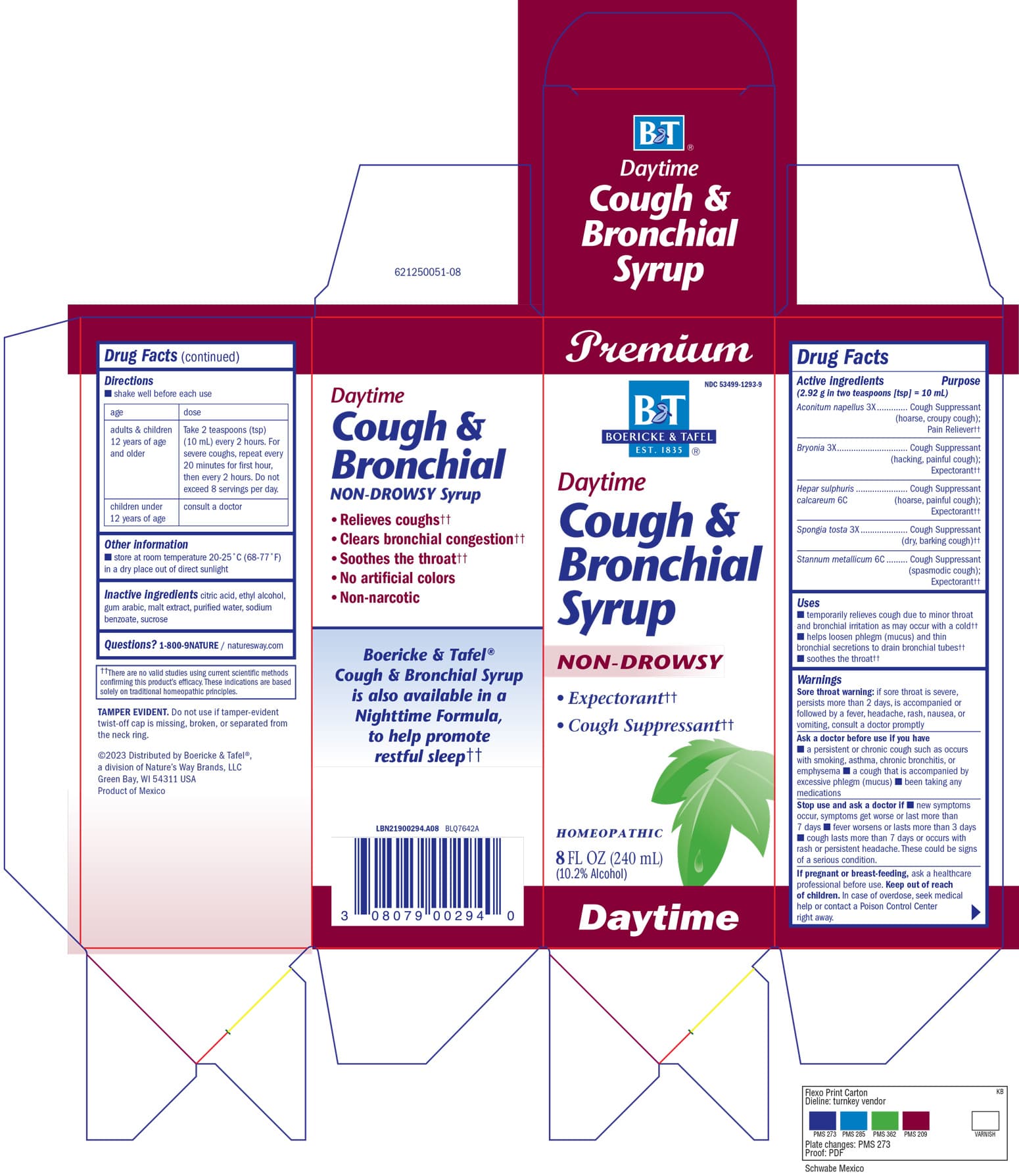 Cough and Bronchial Daytime Syrup package label