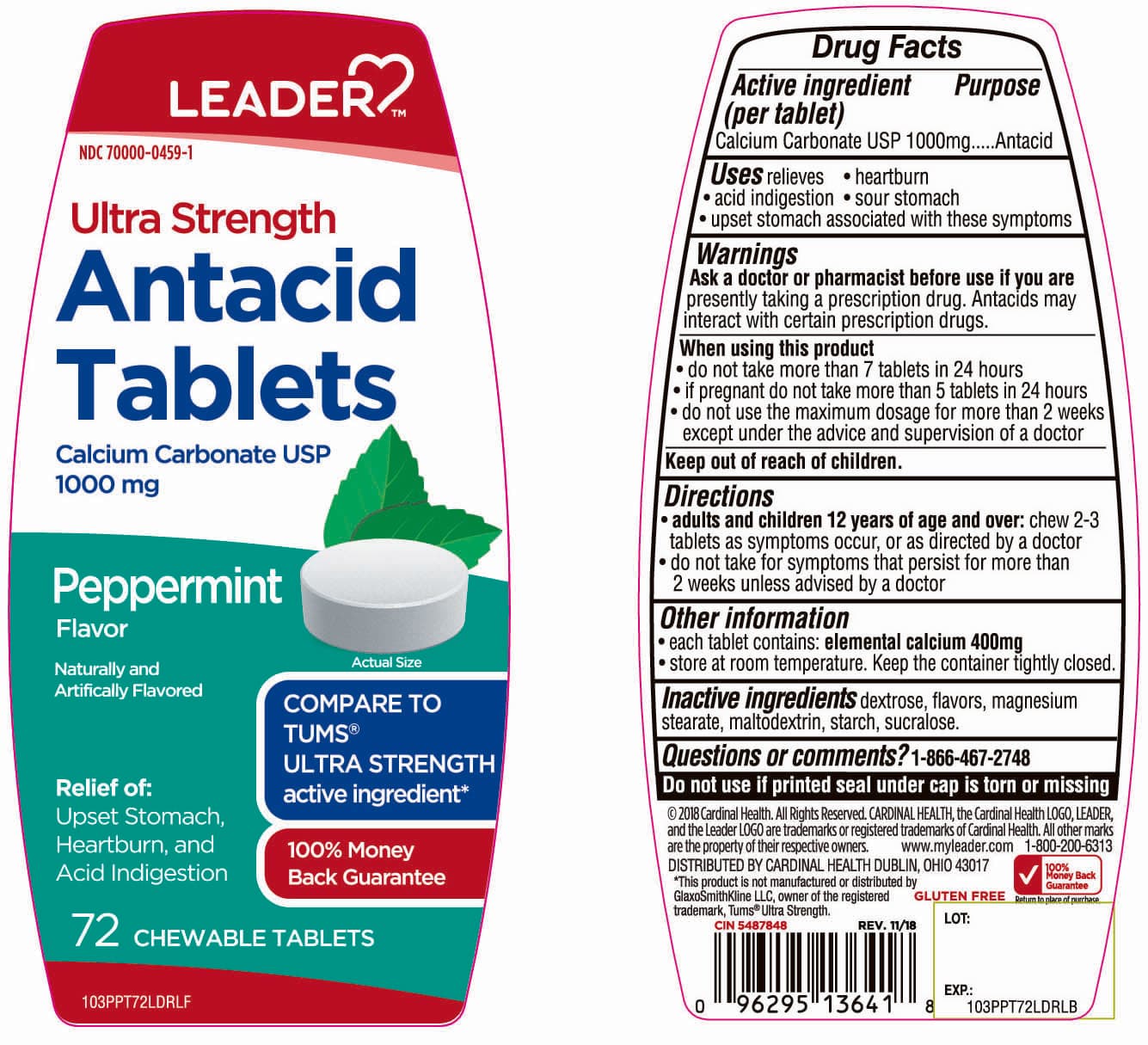Chewable Antacid Tablets package label