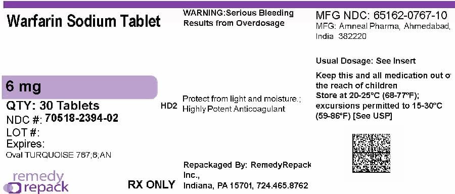 Warfarin Sodium package label