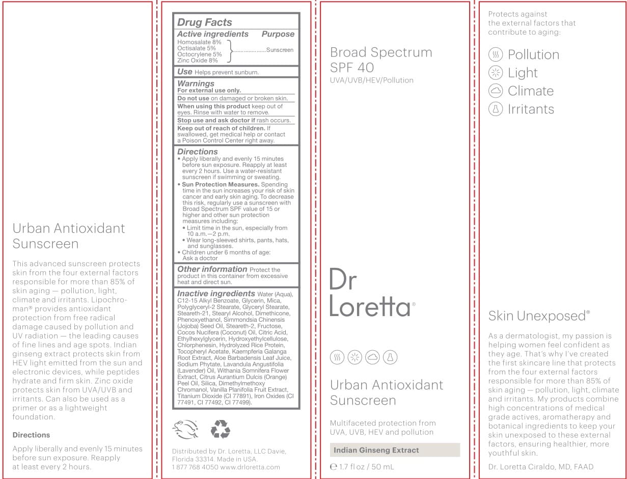 Urban Antioxidant Sunscreen SPF 40 package label