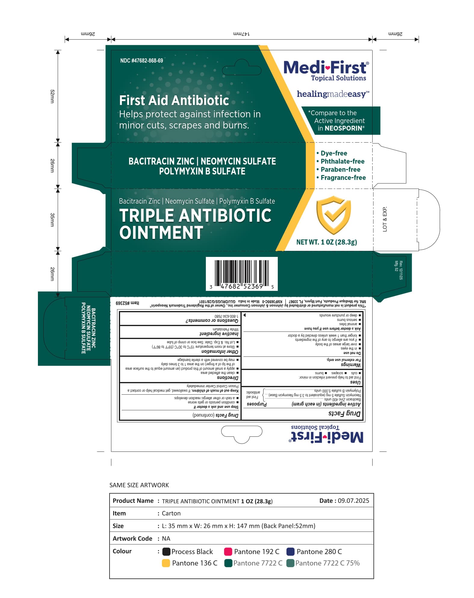 First Aid Antibiotic and Pain Relief package label