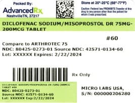 Dicloenac Sodium and Misoprostol package label