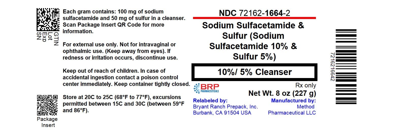Sodium Sulfacetamide 10 Sulfur 2 Cleanser package label