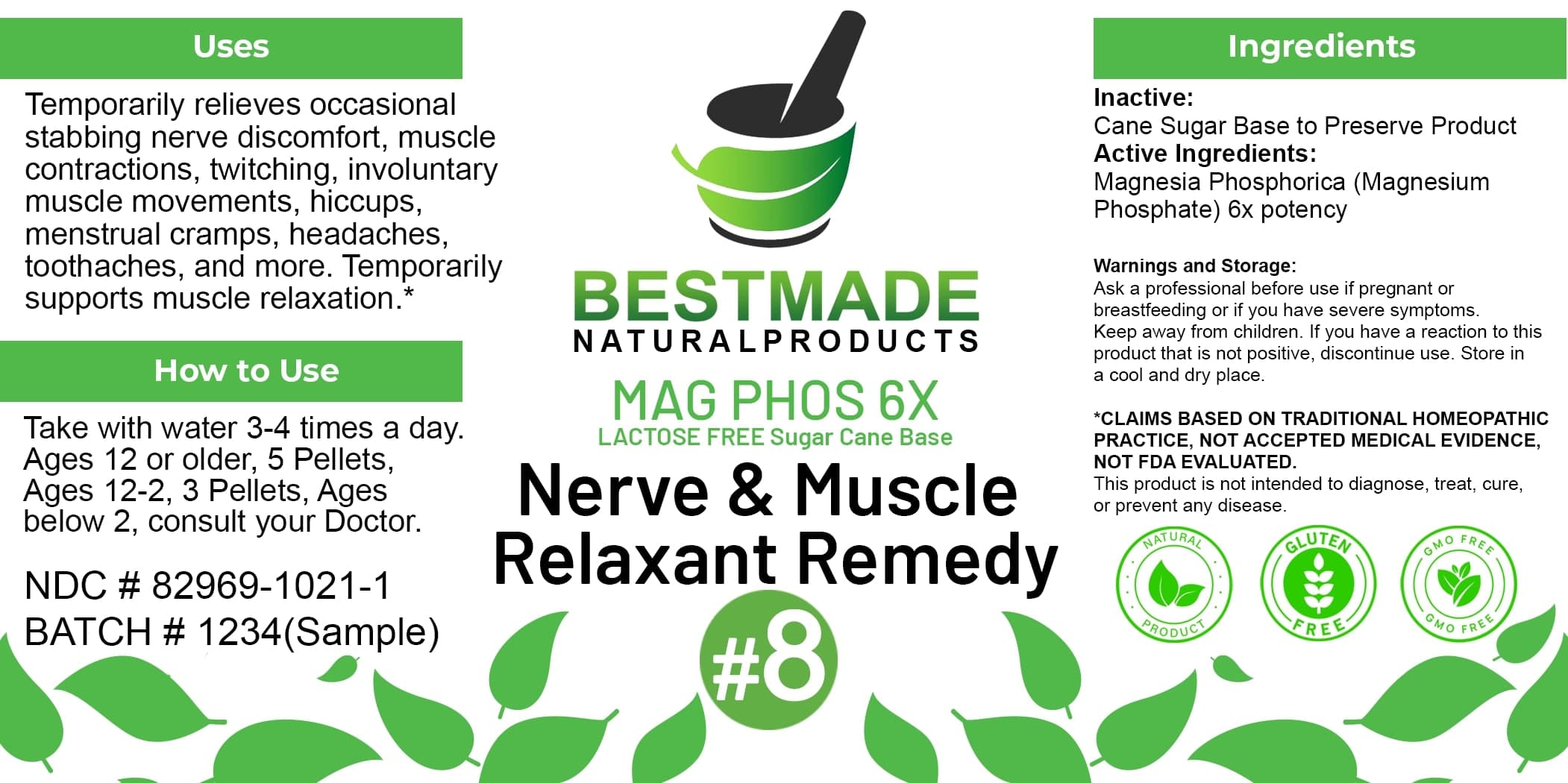 Bestmade Natural Products Mag Phos (lactose-Free) package label