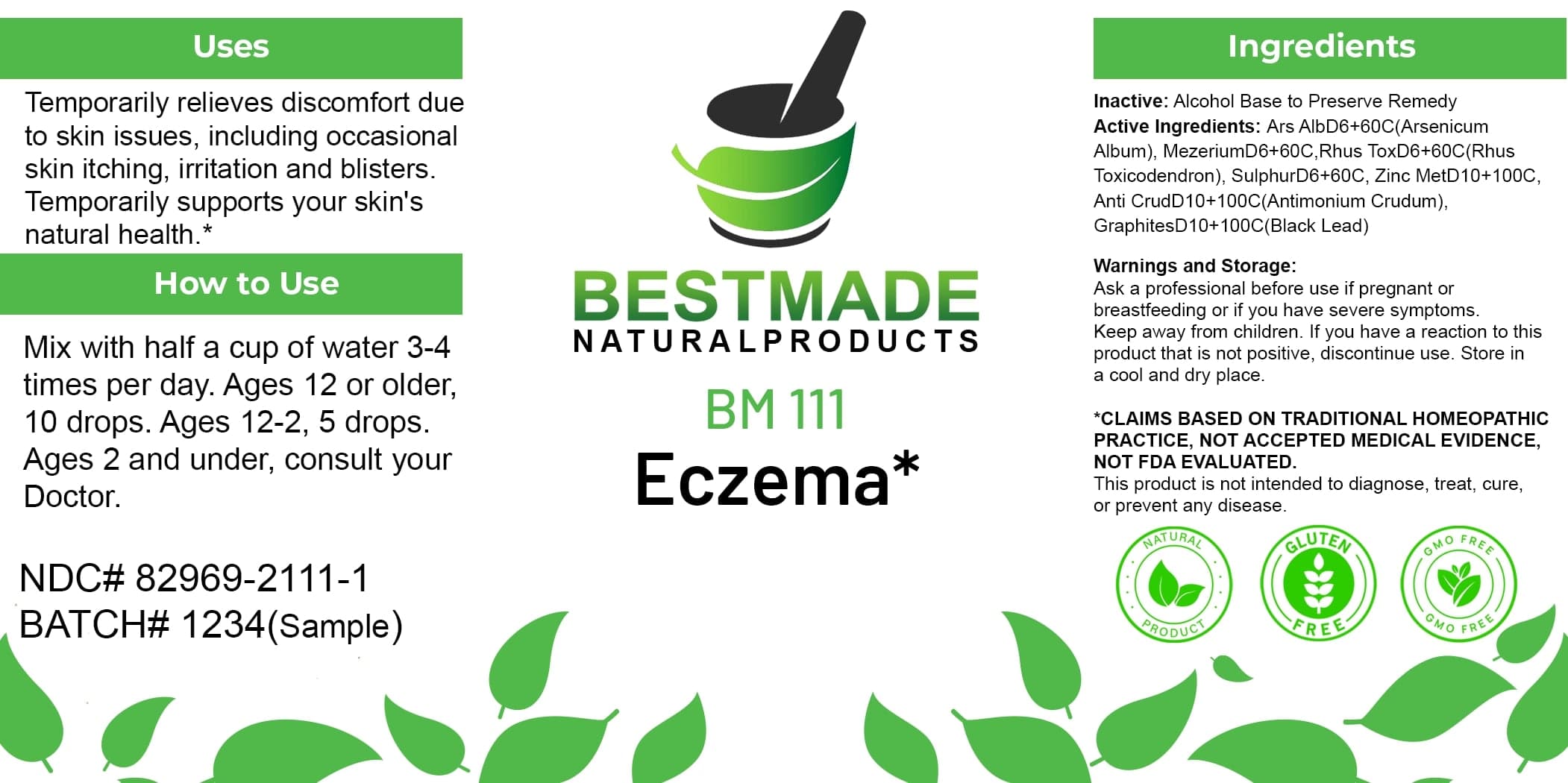 Bestmade Natural Products Bm111 package label