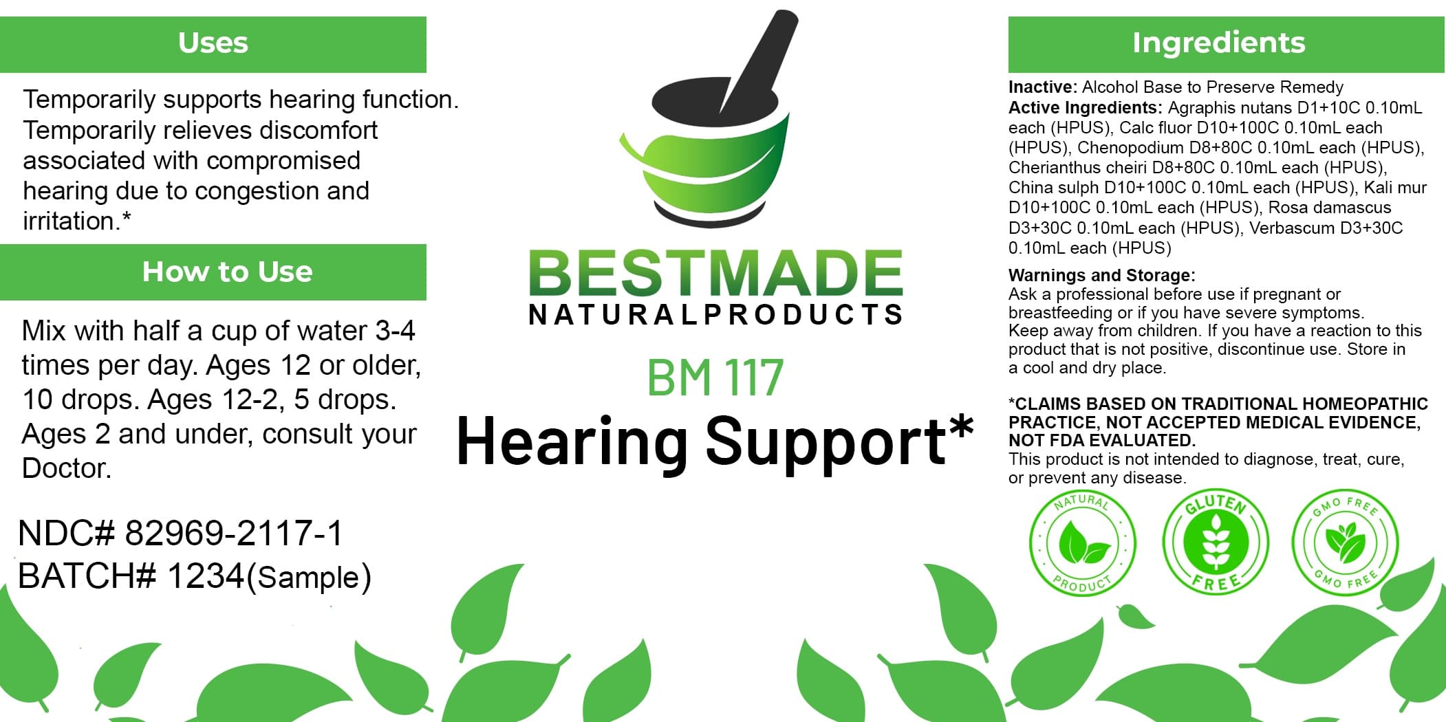 Bestmade Natural Products Bm117 package label