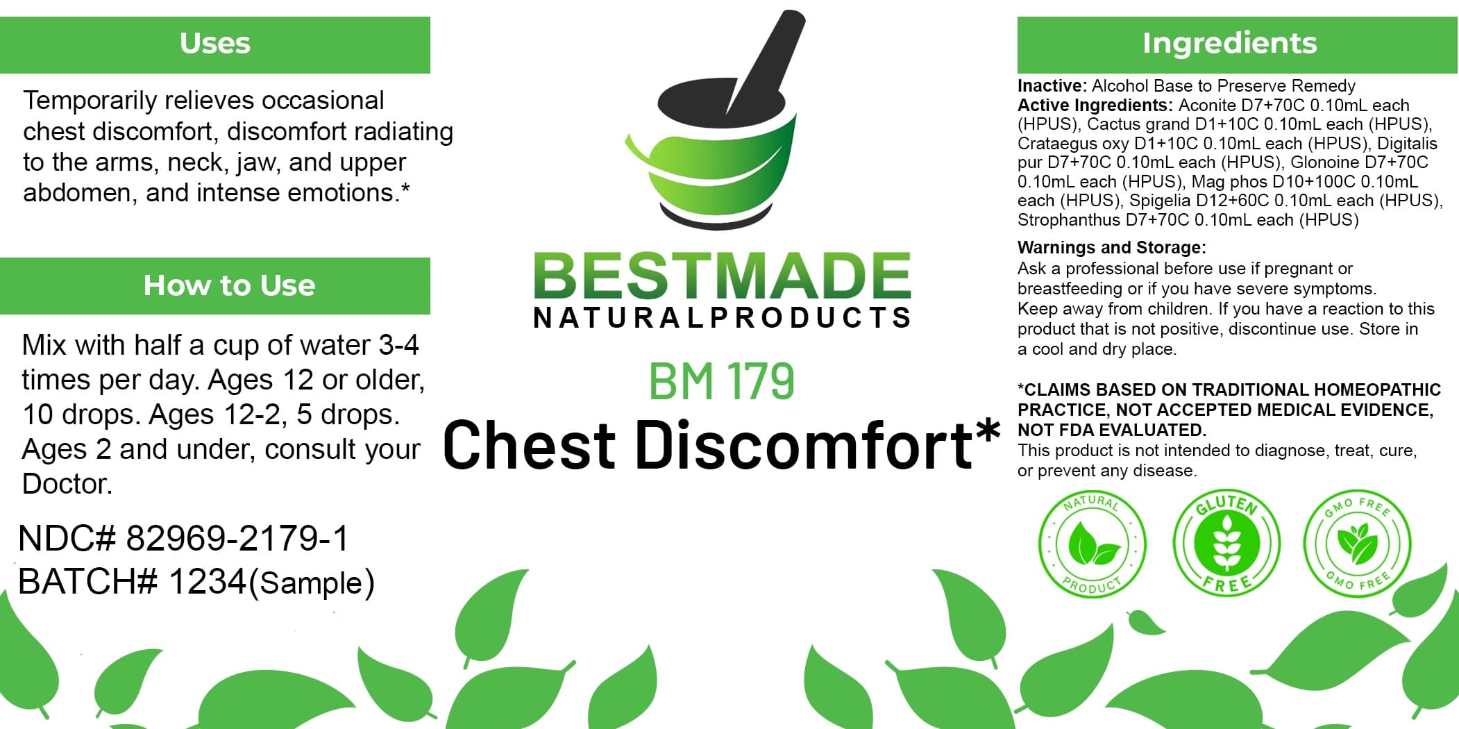 Bestmade Natural Products Bm179 package label