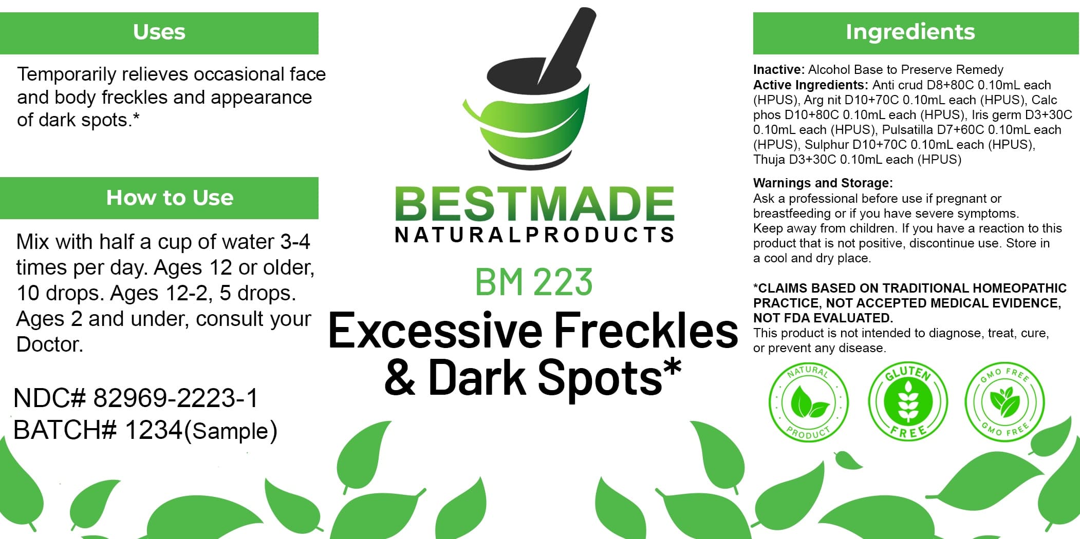Bestmade Natural Products Bm223 package label