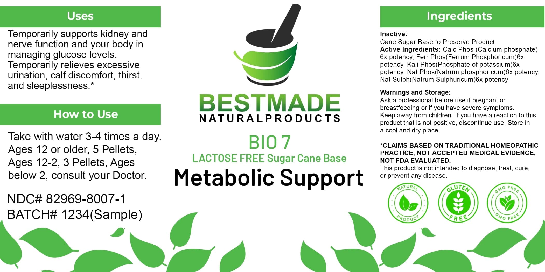 Bestmade Natural Products Bio7 Lactose Free package label