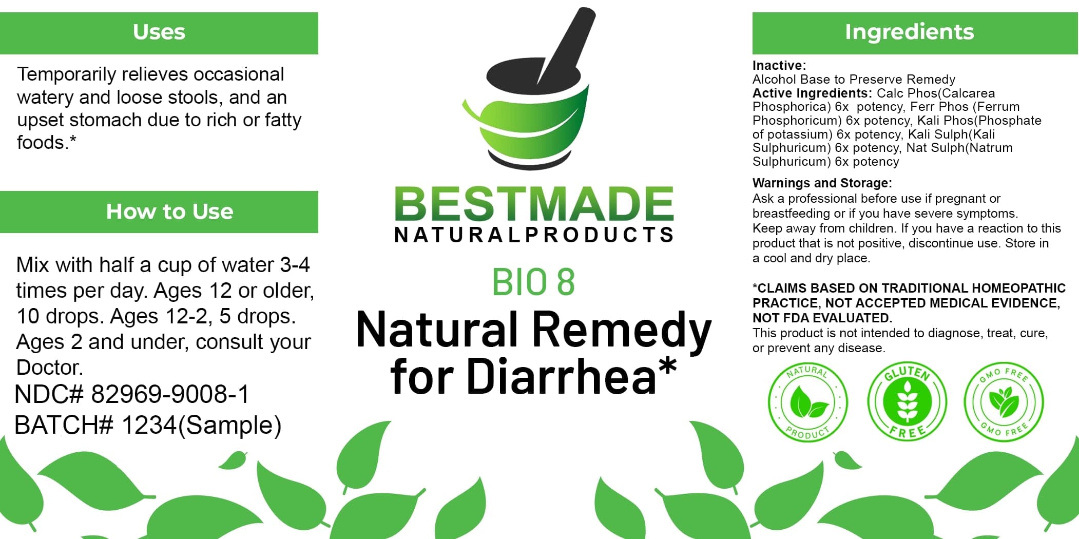 Bestmade Natural Products Bio8 package label