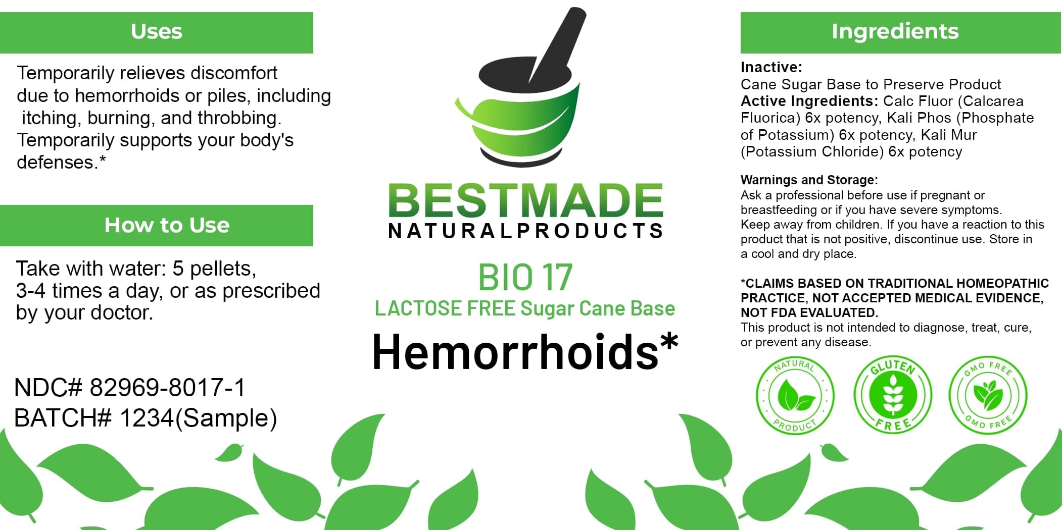 Bestmade Natural Products Bio17 package label