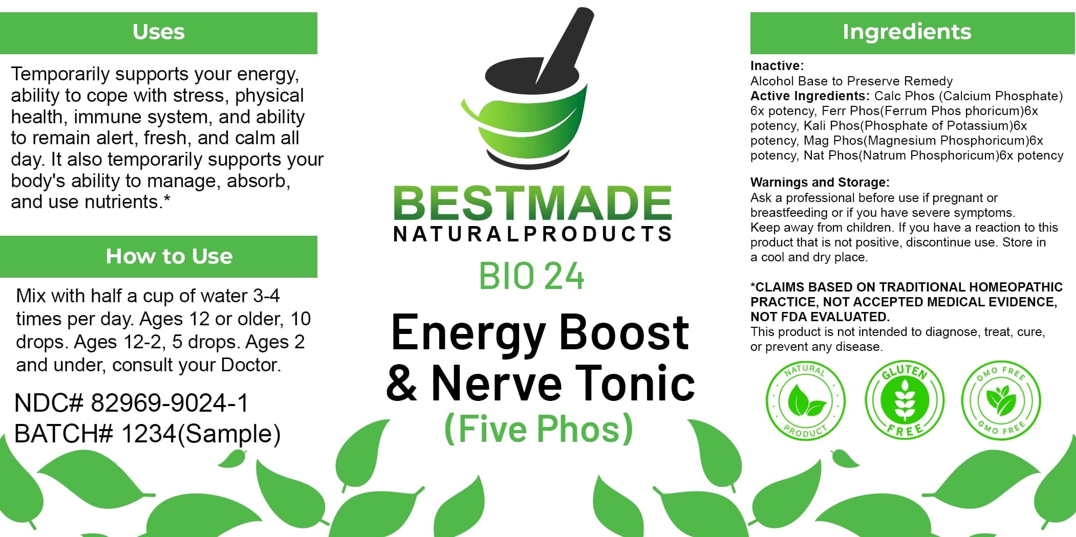 Bestmade Natural Products Bio24 package label