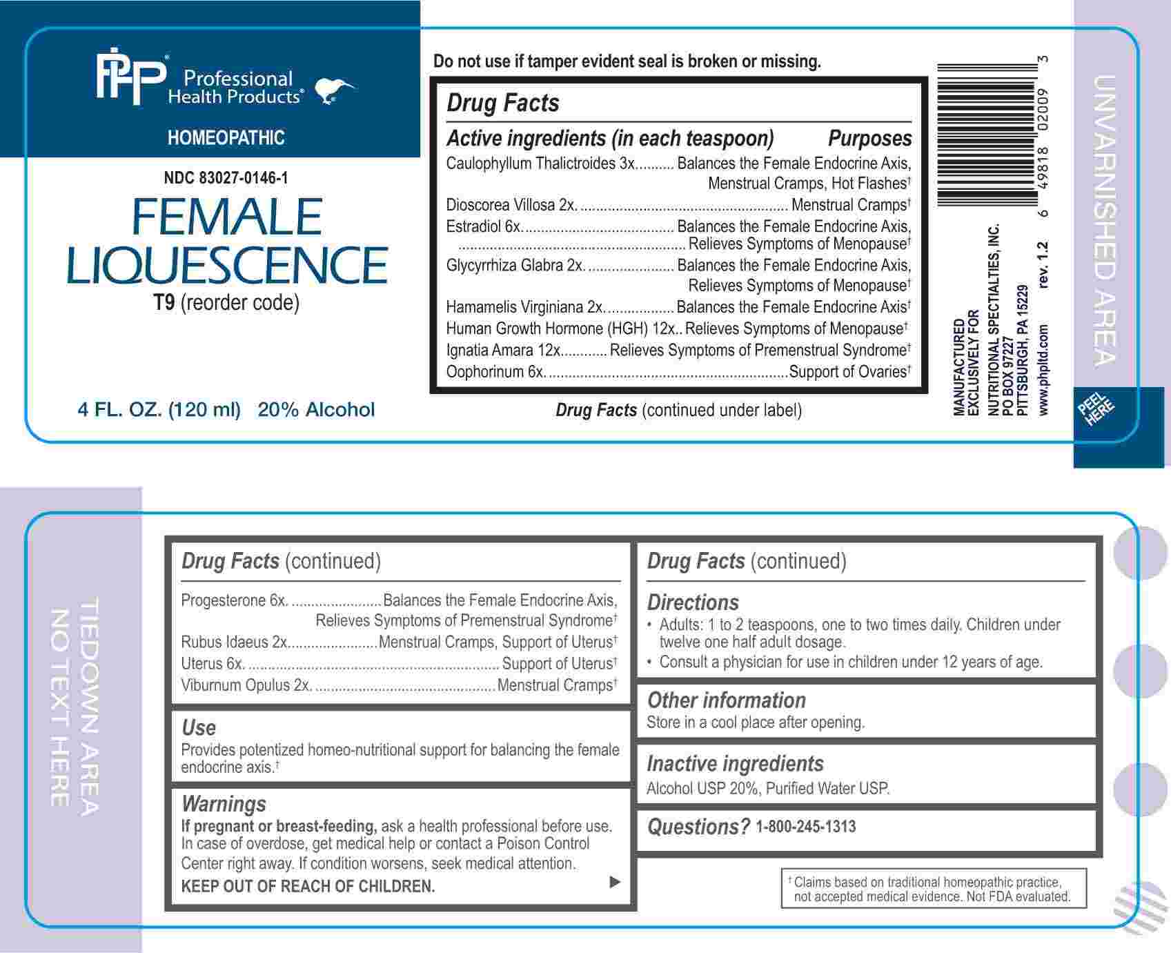 Female Liquescence package label