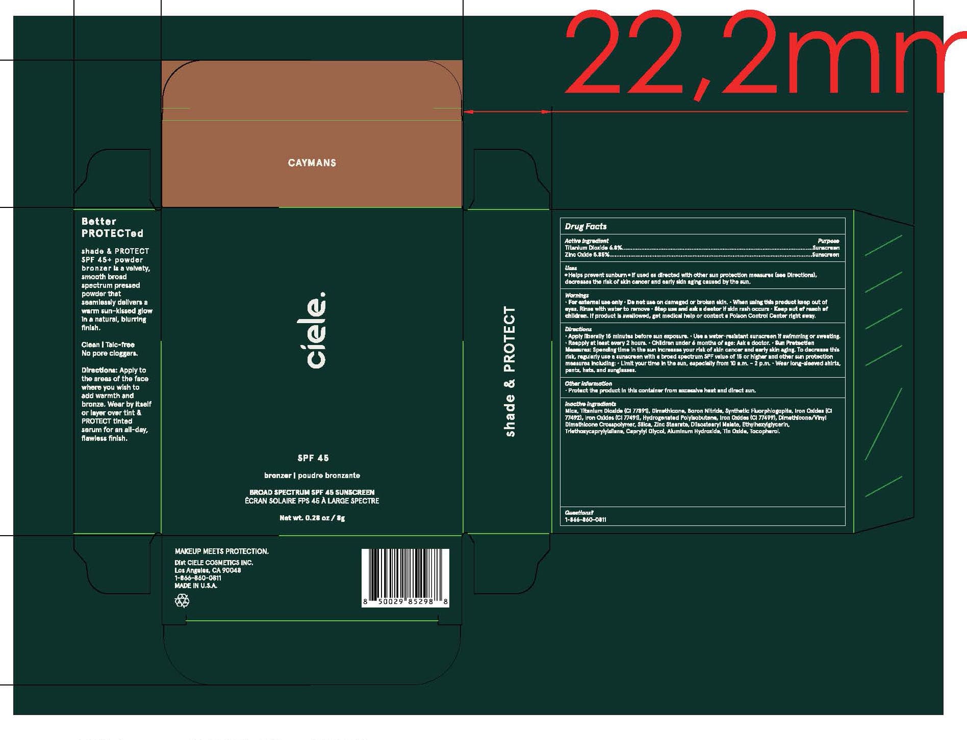 Ceile Shade Protect Broad Spectrum SPF 45 Sunscreen Caymans package label