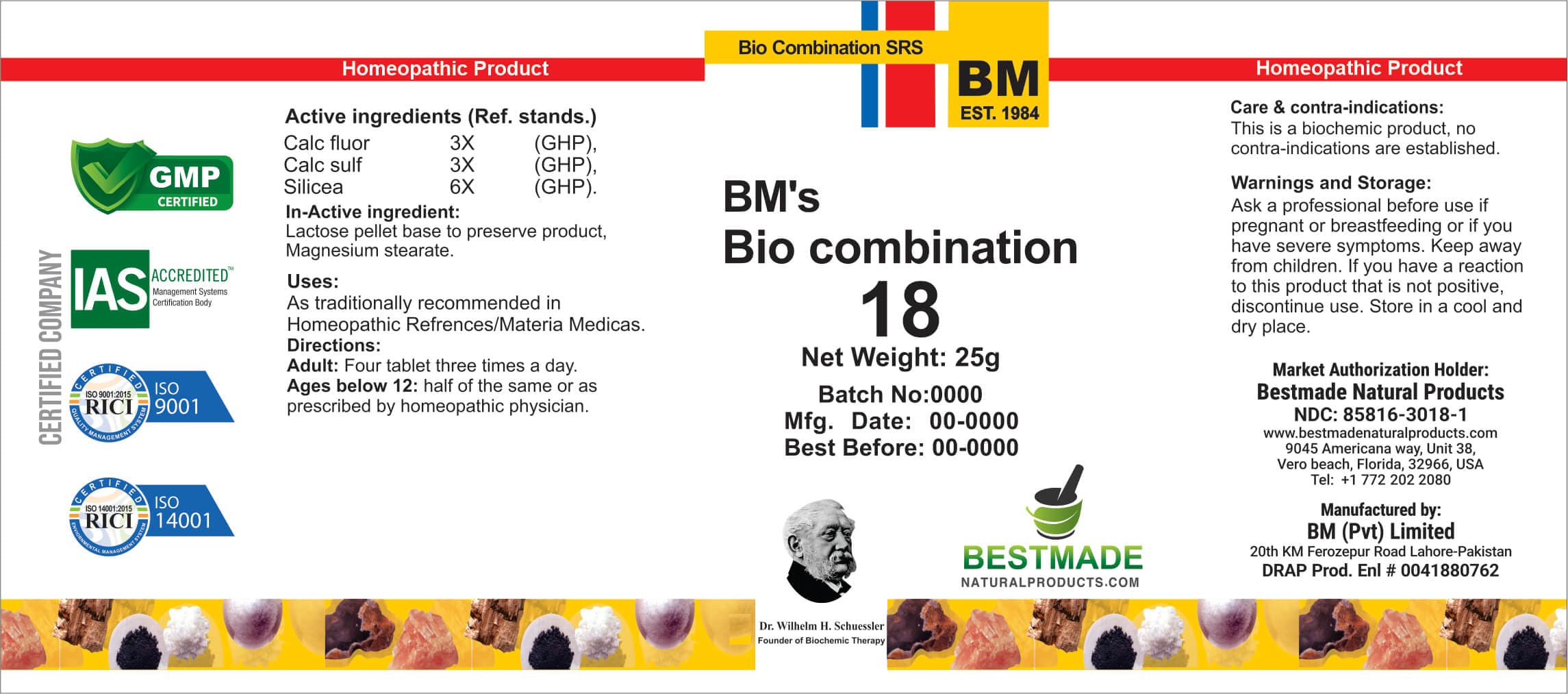 Bm Bio18 package label
