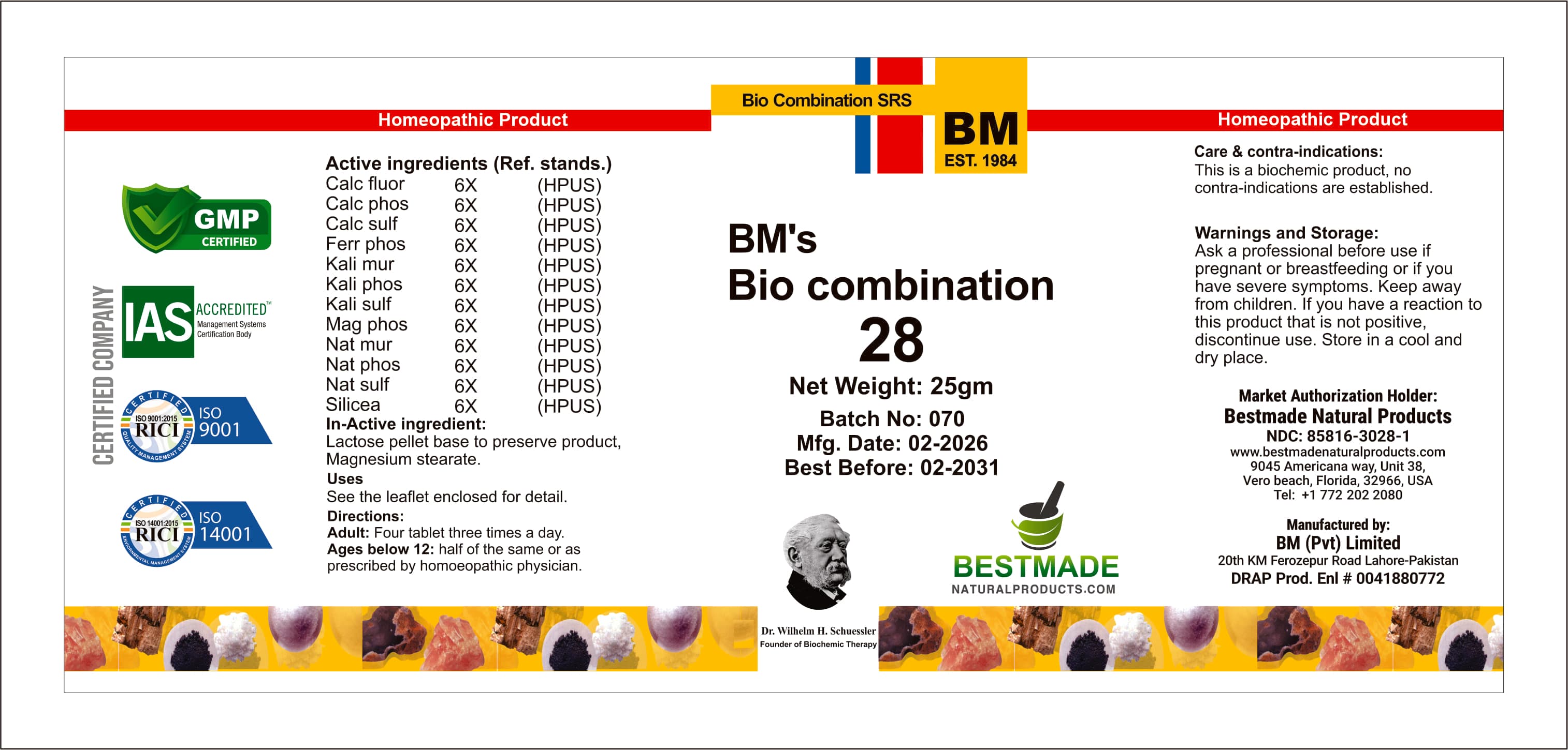 Bm Bio28 (general Tonic) package label