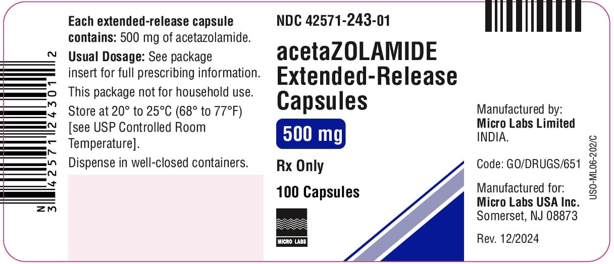 Acetazolamide Extended-Release — Reference image, actual packaging may vary