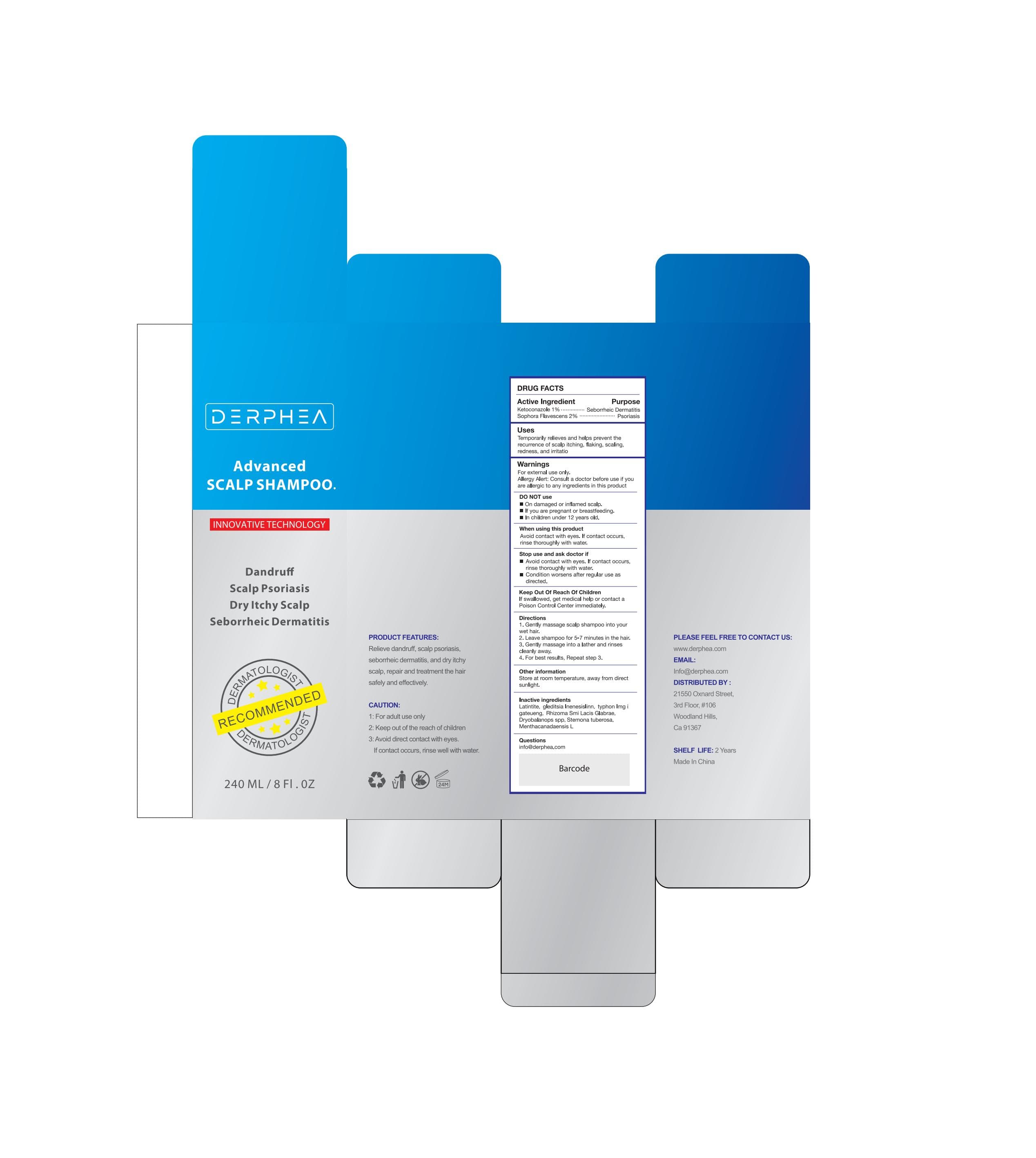 Derphea Advanced Scalp Shampoo. — Reference image, actual packaging may vary