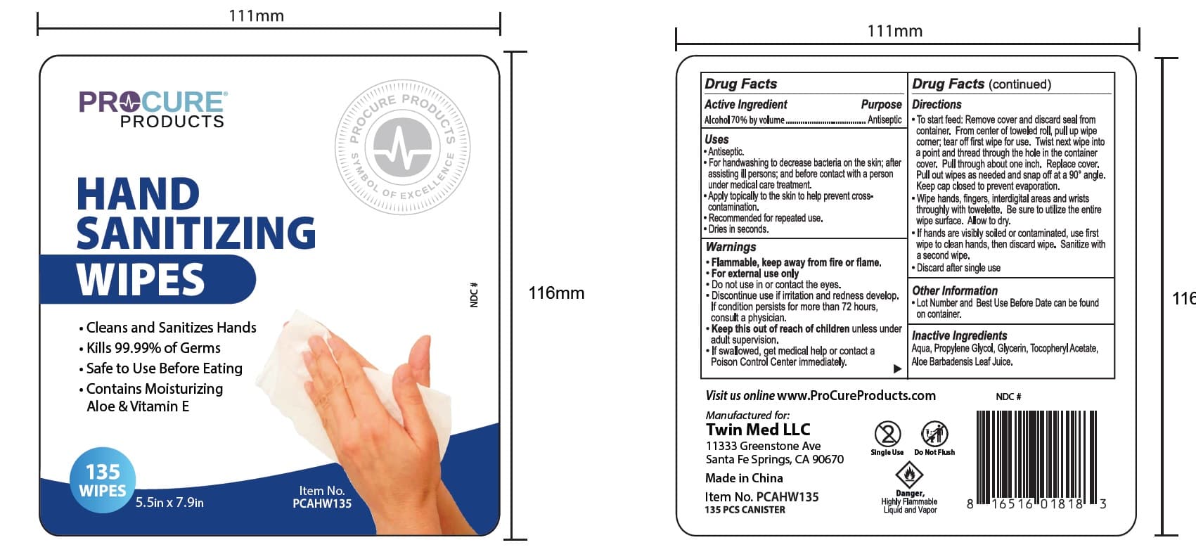 Procure Products Hand Sanitizing Wipes — Reference image, actual packaging may vary