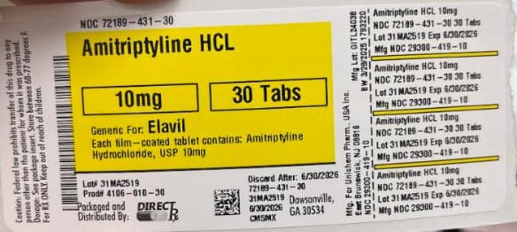 Amitriptyline HCL — Reference image, actual packaging may vary