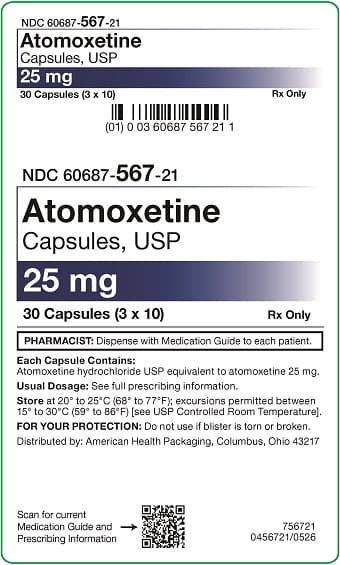 Atomoxetine — Reference image, actual packaging may vary