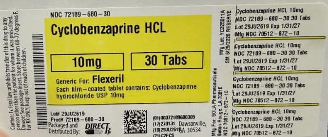 Cyclobenzaprine — Reference image, actual packaging may vary