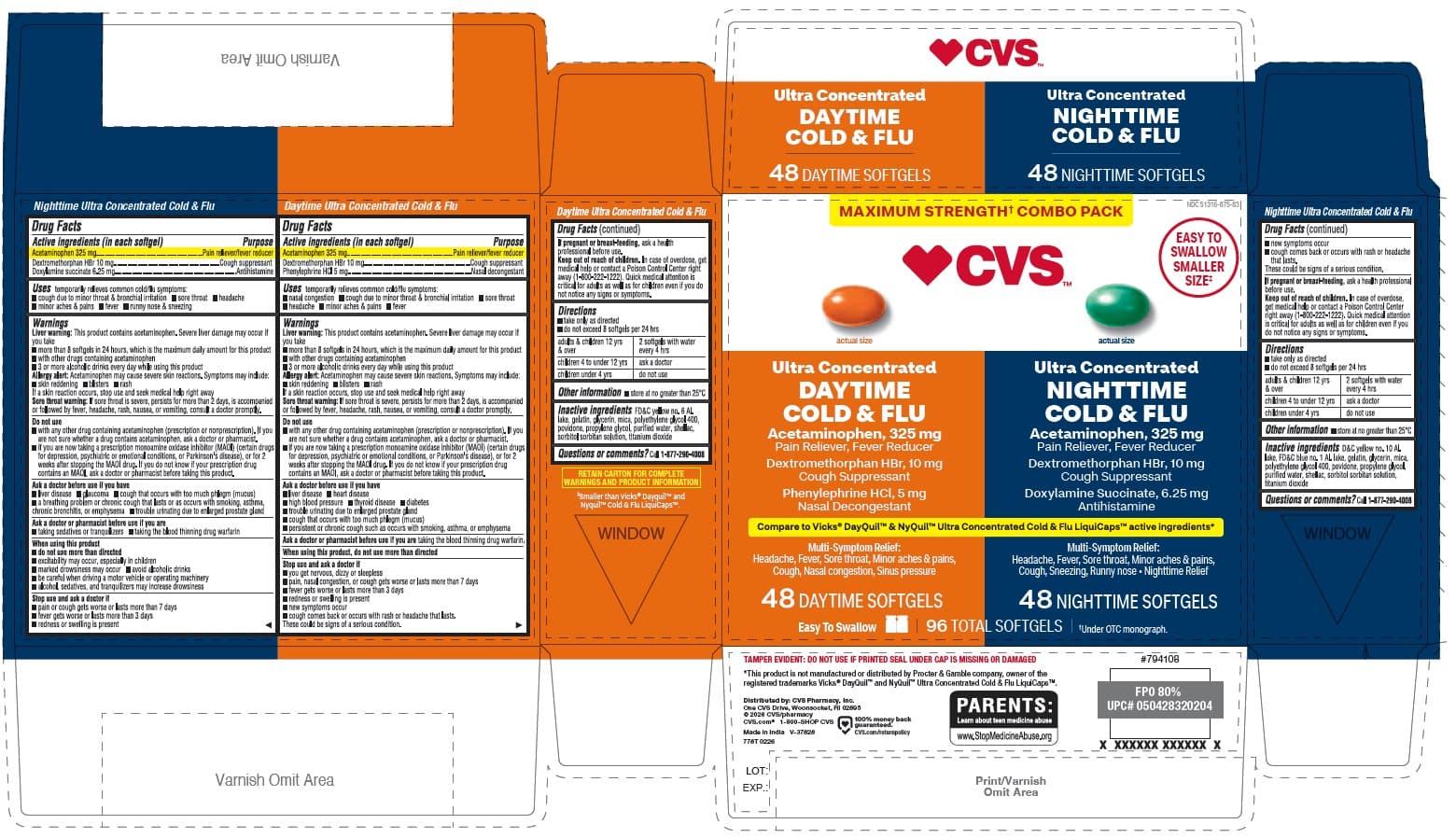 Daytime - Acetaminophen, Dextromethrophan HBR Nighttime - Acetaminophen, Dextromethrophan Hbr, Doxylamine Succinate — Reference image, actual packaging may vary