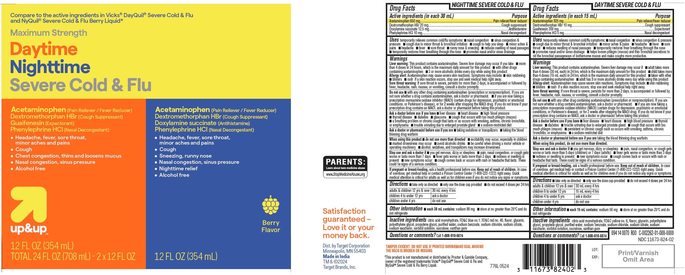 Daytime Severe - Acetaminophen, Dextromethorphan Hbr, Guaifenesin, Phenylephrine Hcl, Nighttime Severe-Acetaminophen, Dextromethorphan Hbr, Doxylamine Succinate, Phenylephrine HCL — Reference image, actual packaging may vary