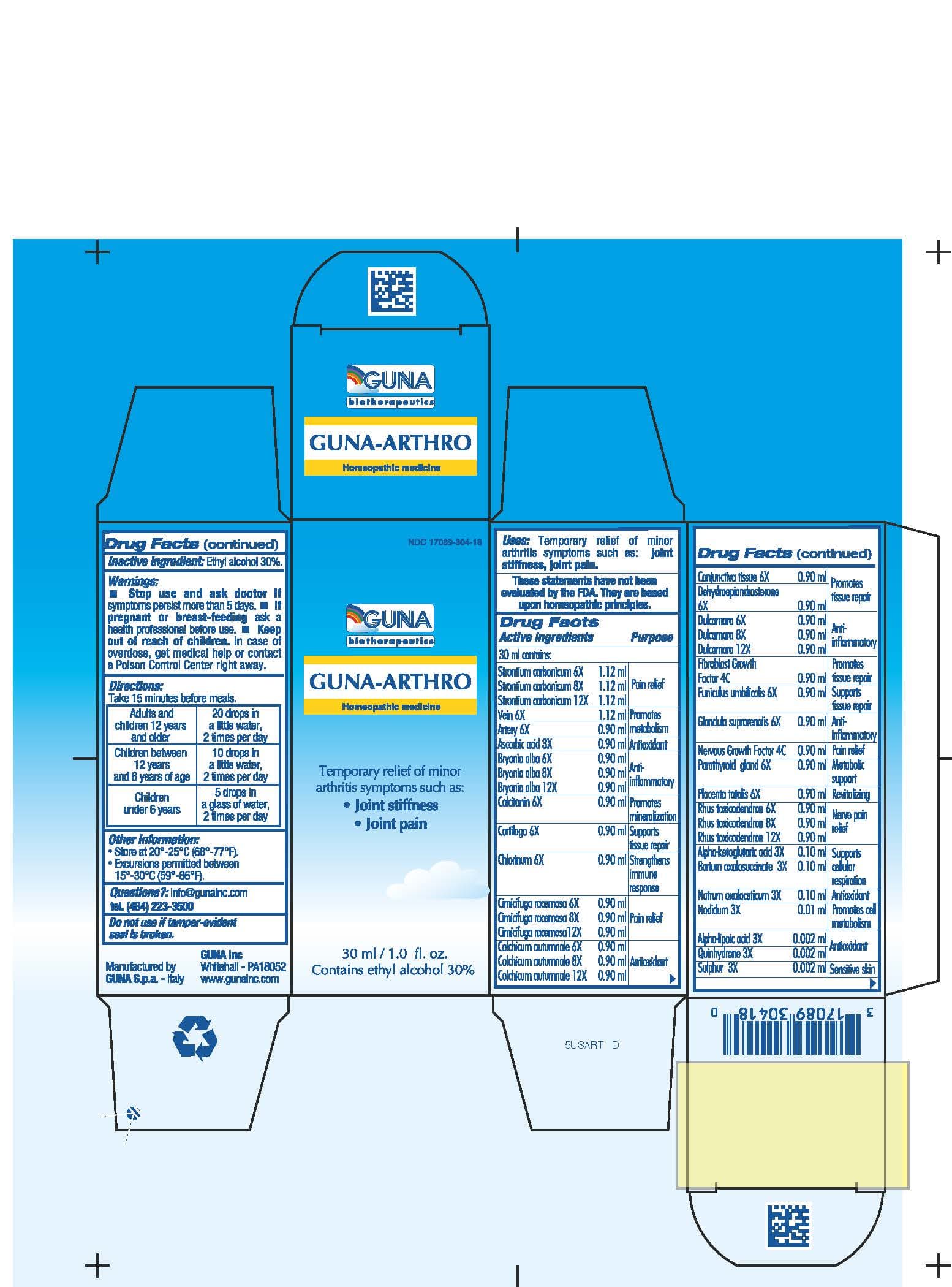 Guna-Arthro (.alpha.-Ketoglutaric Acid - Alpha Lipoic Acid - Ascorbic Acid - Barium Oxalosuccinate - Black Cohosh - Bryonia Alba Root - Calcitonin Human - Chlorine - Colchicum Autumnale Bulb - Nadide -) package label