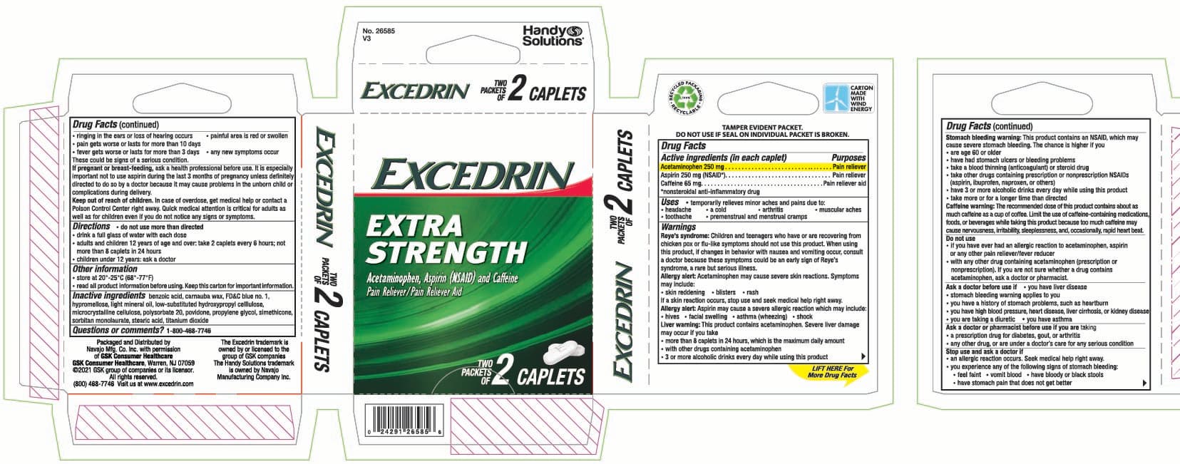 Excedrin (Acetaminophen, Aspirin (nsaid), Caffeine) package label