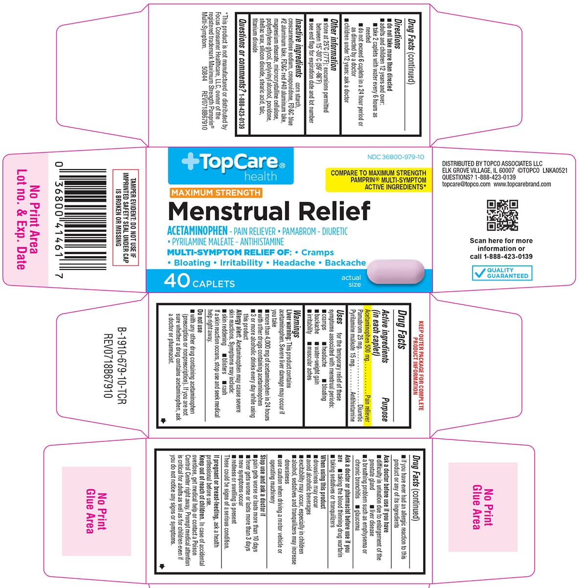 Backaid (Acetaminophen, Pamabrom) package label