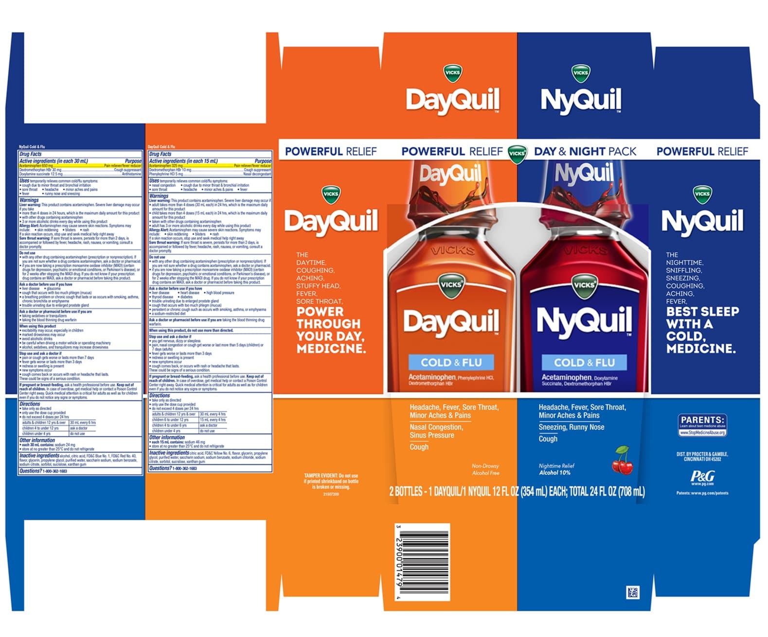 Vicks Dayquil and Nyquil Vapocool Severe (Acetaminophen, Phenylephrine Hydrochloride, and Doxylamine Succinate) package label