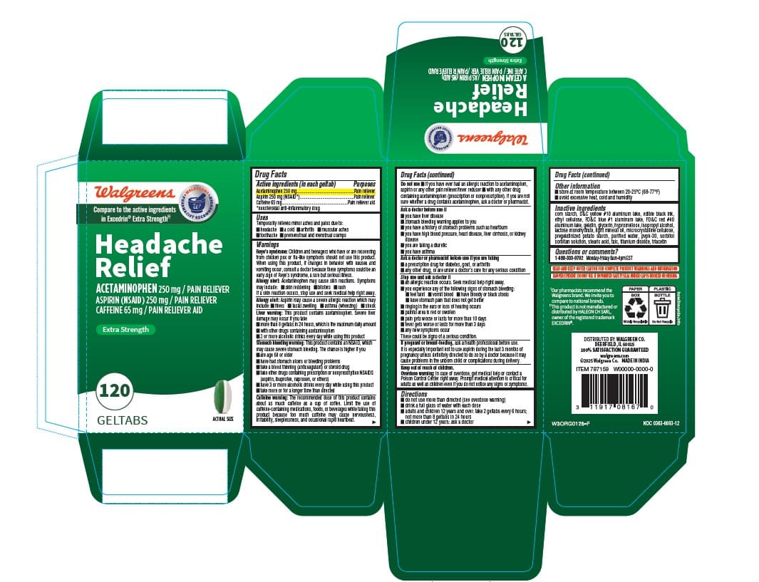 Acetaminophen 250mg Aspirin 250mg Caffeine 65mg package label
