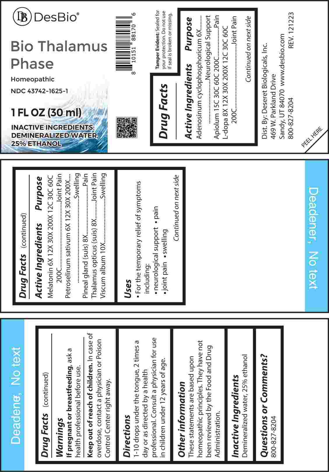 Bio Thalamus Phase (Adenosinum Cyclophosphoricum, Petroselinum Sativum, Melatonin, Pineal Gland (suis), Thalamus Opticus (suis), L-Dopa, Viscum Album, Apiolum) package label